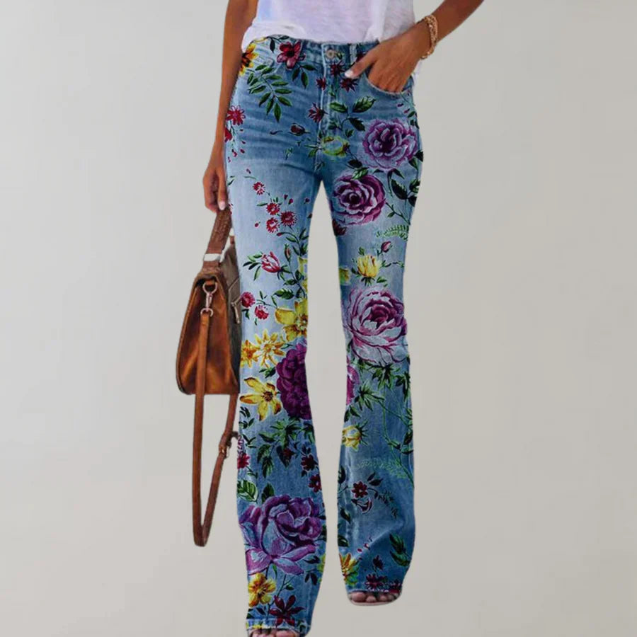 Luciana - Women's Breathable Flared Floral Summer Jeans