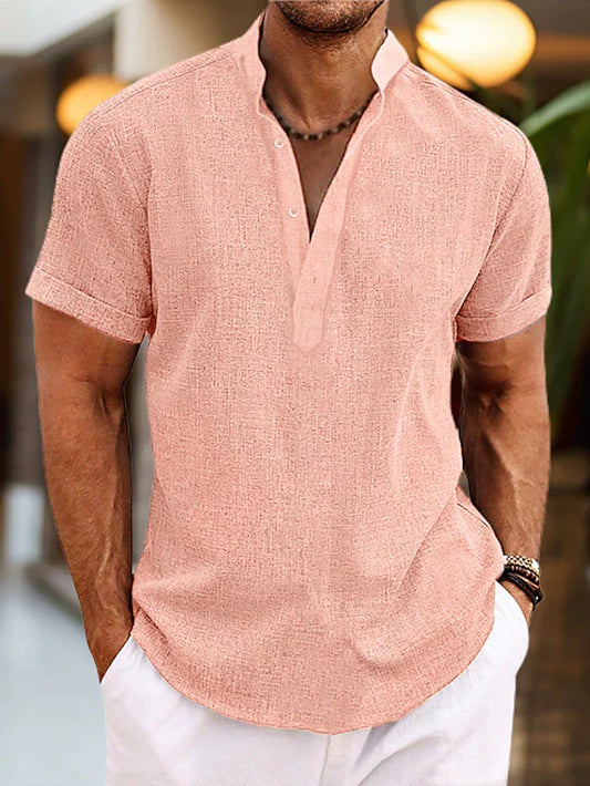 Donato | Men’s Summer Henley Short Sleeve Shirt