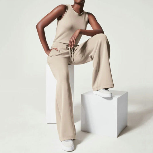 Irene | Women's Breathable Wide-Leg High-Waist Jumpsuit