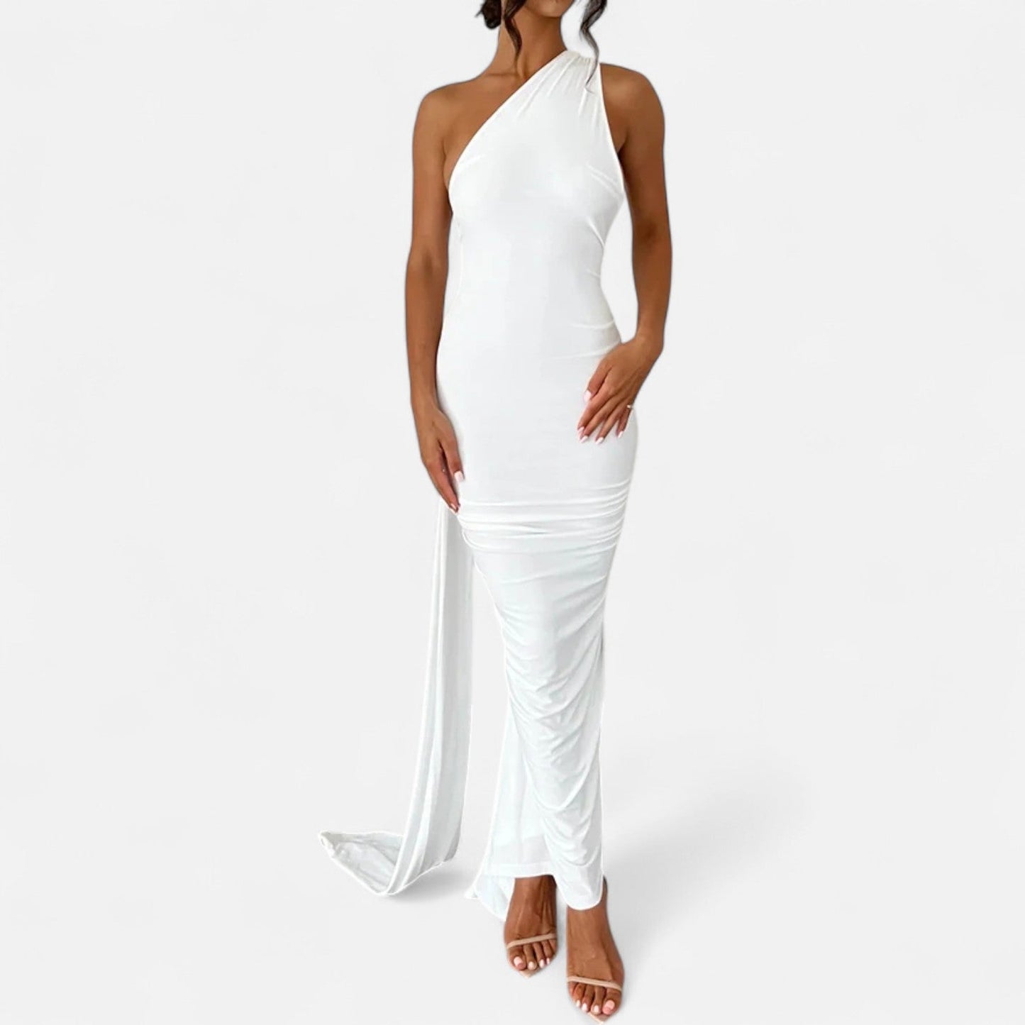 Lara | Women's Maxi Dress with One-Shoulder-Halter Neck
