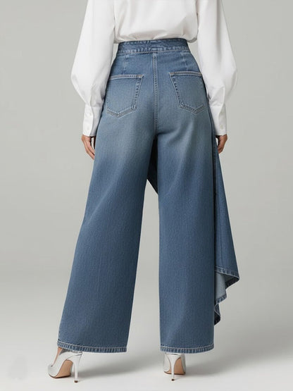 Olivia | Wide Leg Denim Pants High-Waisted Button Front Relaxed Fit