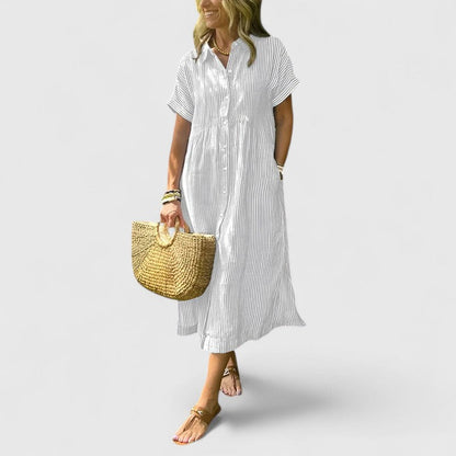 Maja | Women's Relaxed Striped Shirt-Midi Dress
