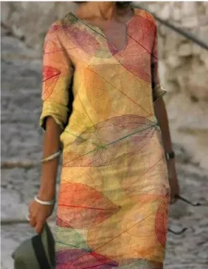 Anja | Women's Long Sleeve Abstract Pattern Shift Dress