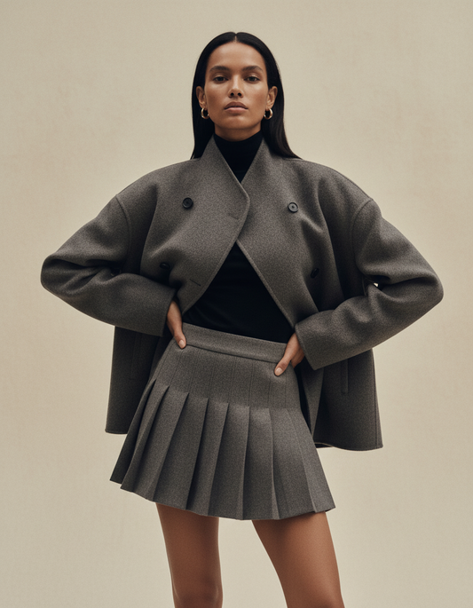 Leonie | Women's Asymmetrical Button-Up Relaxed Longline Coat