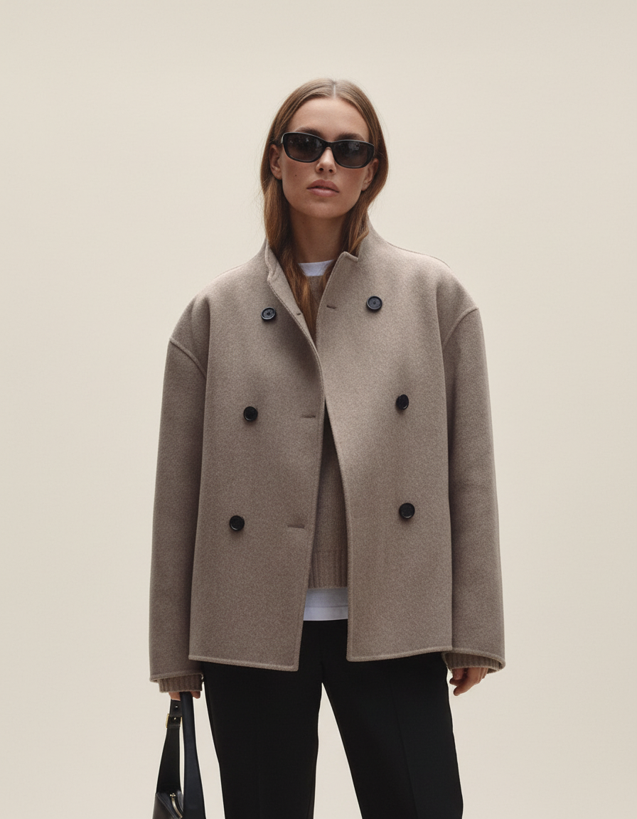 Leonie | Women's Asymmetrical Button-Up Relaxed Longline Coat