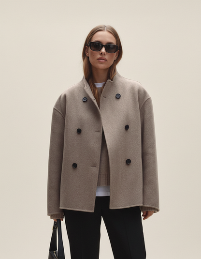 Leonie | Women's Asymmetrical Button-Up Relaxed Longline Coat