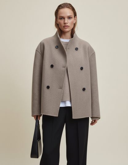 Leonie | Women's Asymmetrical Button-Up Relaxed Longline Coat