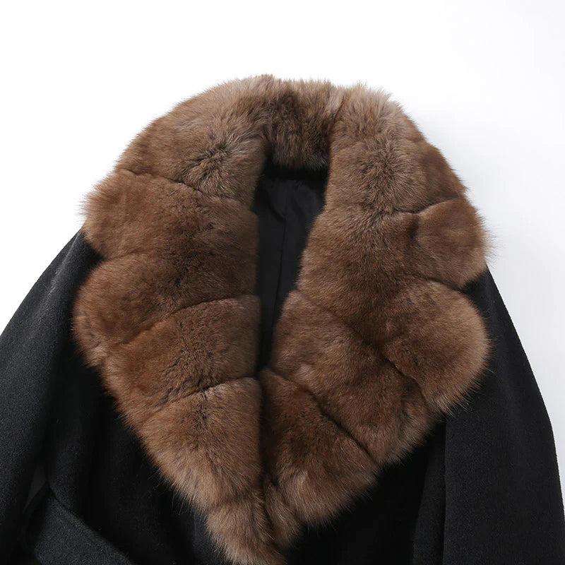 Ursula | Women's Black Plush Faux Fur Belted Coat