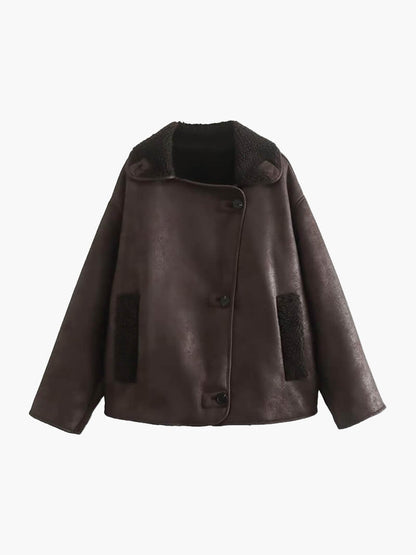 Katerina | Women's Brown Faux Leather Biker Jacket