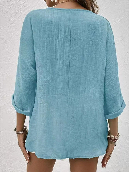 Argina | Women's Breathable Cotton V-Neck Relaxed Work Top
