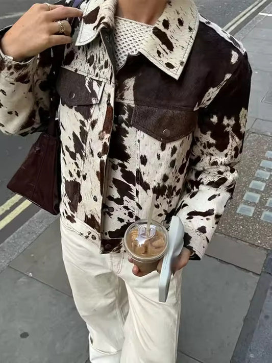 Cleo | Women's Bold Cow Print Pattern Statement Jacket
