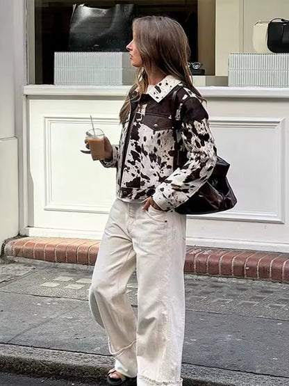 Cleo | Women's Bold Cow Print Pattern Statement Jacket