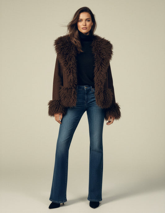 Isadora | Women's Elegant Brown Faux Fur Winter Jacket