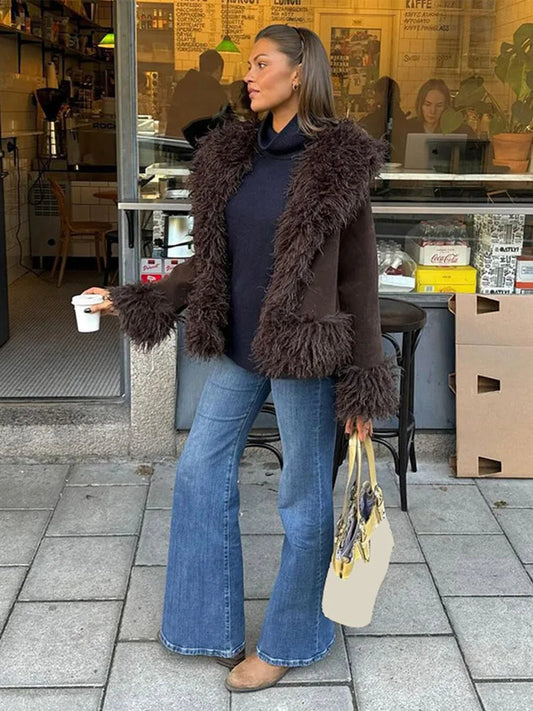 Isadora | Women's Elegant Brown Faux Fur Winter Jacket