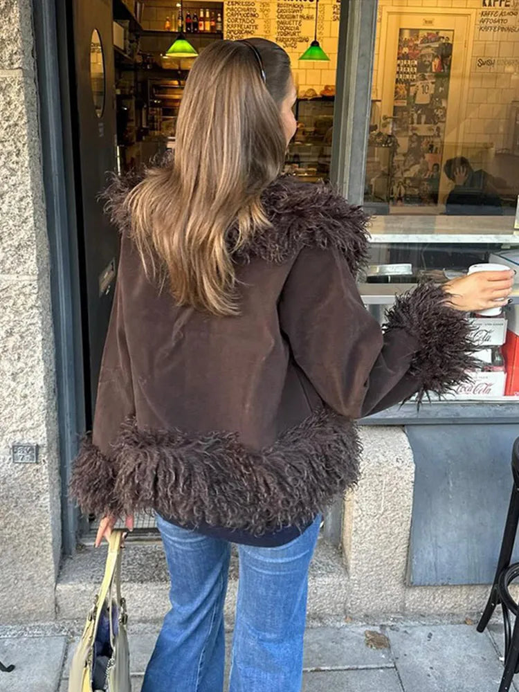 Isadora | Women's Elegant Brown Faux Fur Winter Jacket