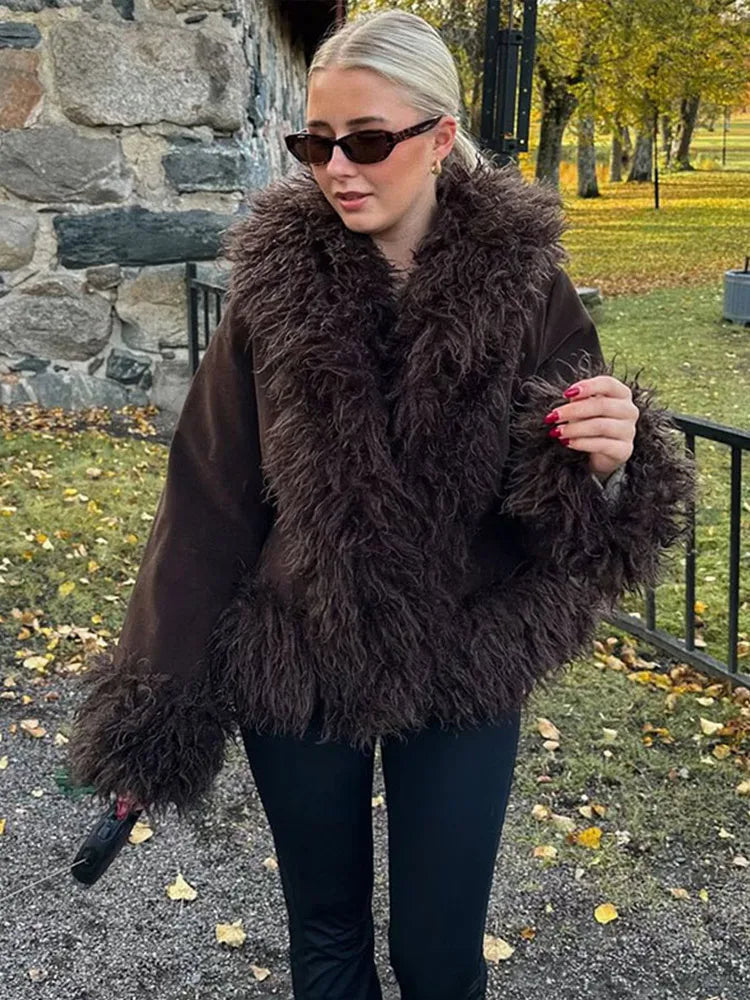 Isadora | Women's Elegant Brown Faux Fur Winter Jacket