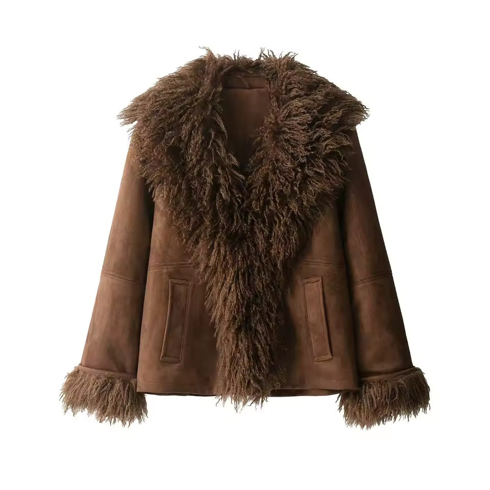 Isadora | Women's Elegant Brown Faux Fur Winter Jacket