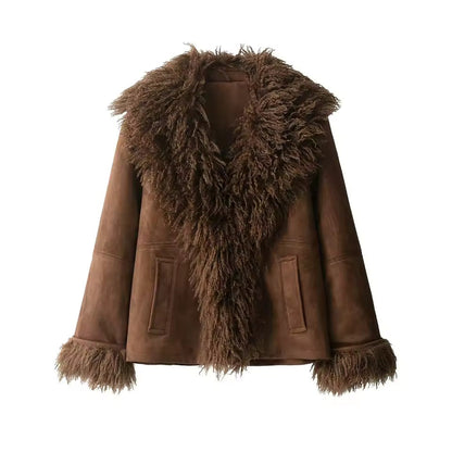 Isadora | Women's Elegant Brown Faux Fur Winter Jacket