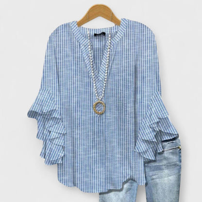 Penelope | Women's Floral Blouse Ruffle Sleeves V-Neck Casual