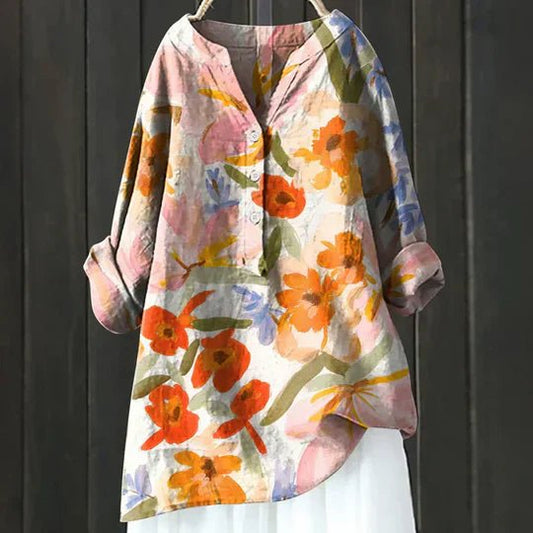 Arella | Women's Breathable Relaxed Cuffed Floral Top