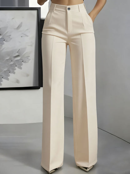 Isabella | Women's High Waisted Wide Leg Pants Front Pleat Straight Fit