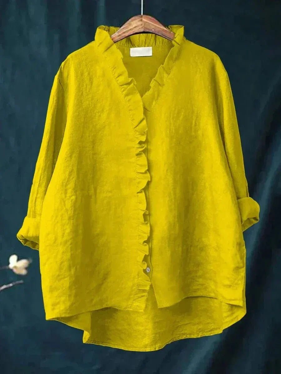 Olivia | Women's Linen Ruffle Blouse Relaxed Fit Breathable Summer