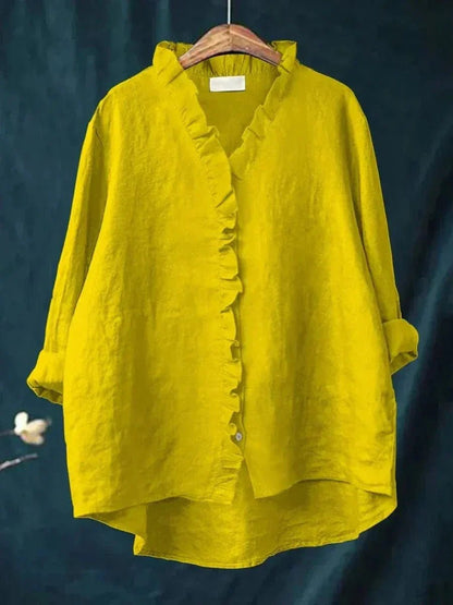 Olivia | Women's Linen Ruffle Blouse Relaxed Fit Breathable Summer