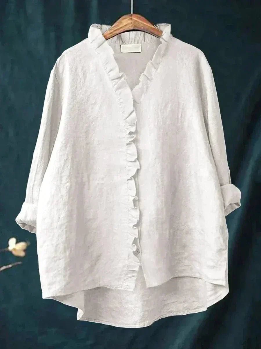 Olivia | Women's Linen Ruffle Blouse Relaxed Fit Breathable Summer