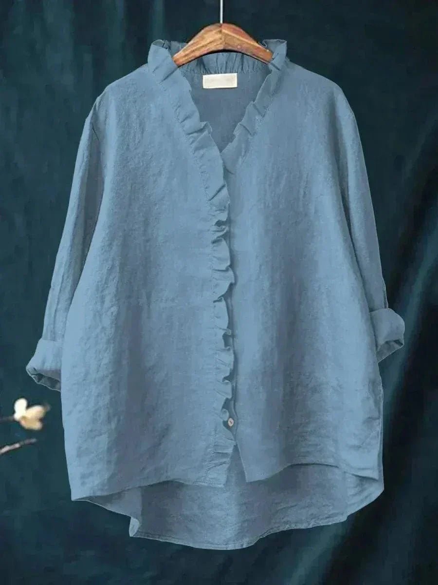 Olivia | Women's Linen Ruffle Blouse Relaxed Fit Breathable Summer