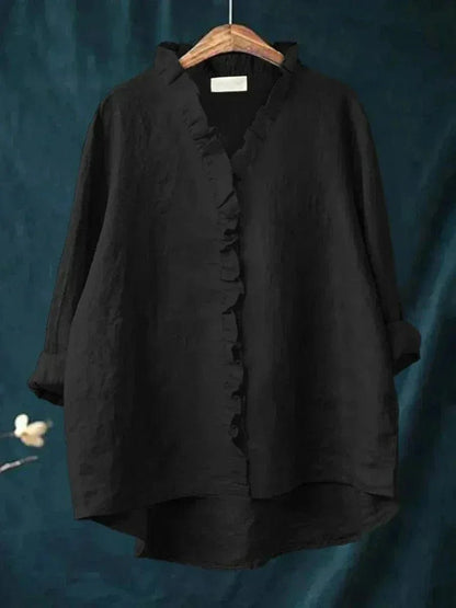 Olivia | Women's Linen Ruffle Blouse Relaxed Fit Breathable Summer
