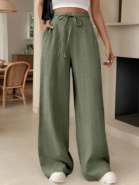 Aleda | Women's Breathable Linen Wide-Leg High-Waist Pants