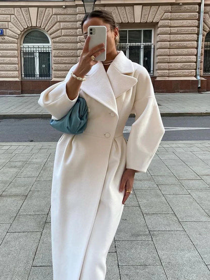 Perrine | Women's Longline Double-Breasted Classic Tailored Coat