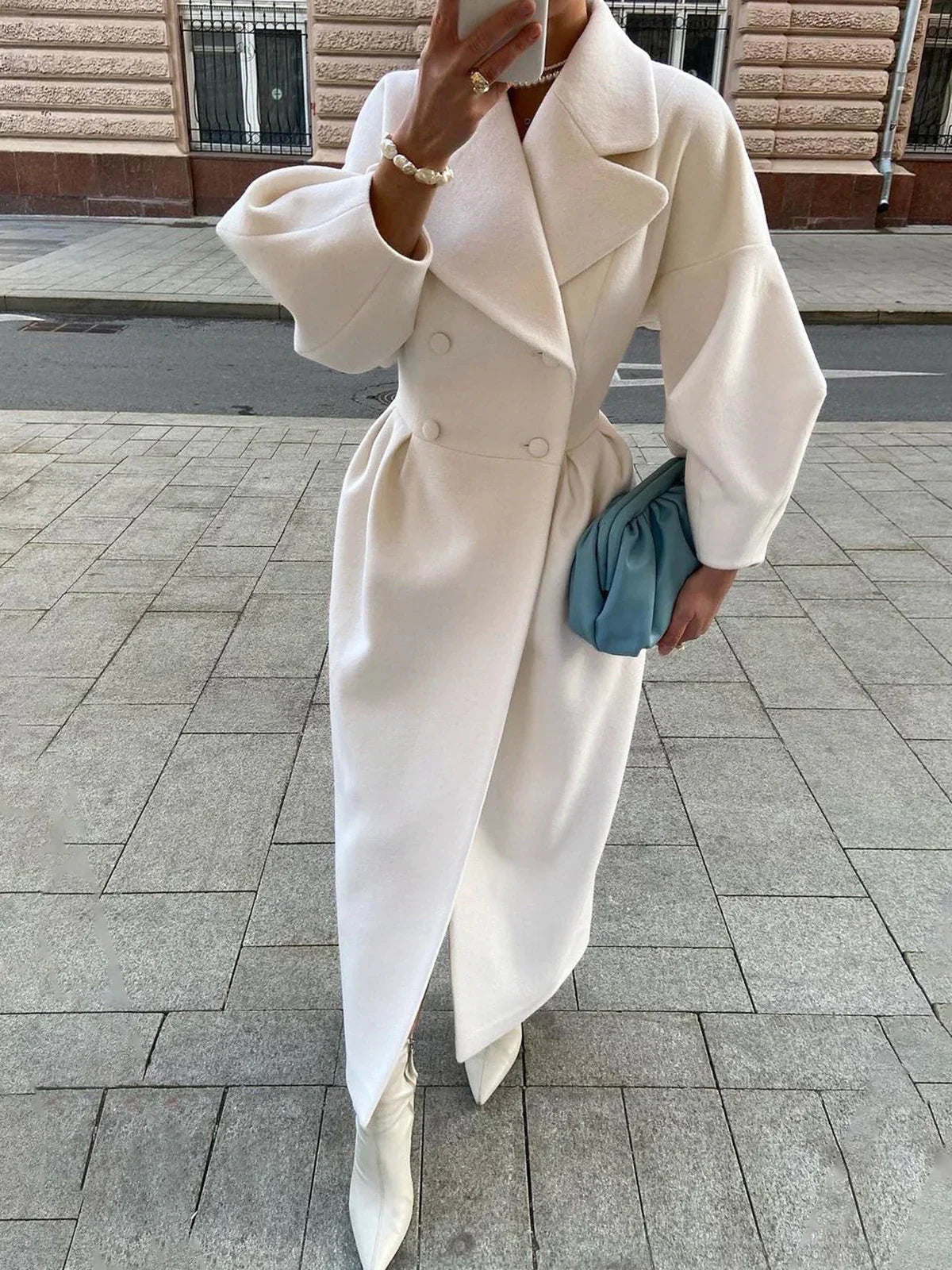 Perrine | Women's Longline Double-Breasted Classic Tailored Coat