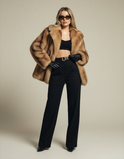 Rosalie | Women's Luxe Brown Faux Fur Oversized Coat