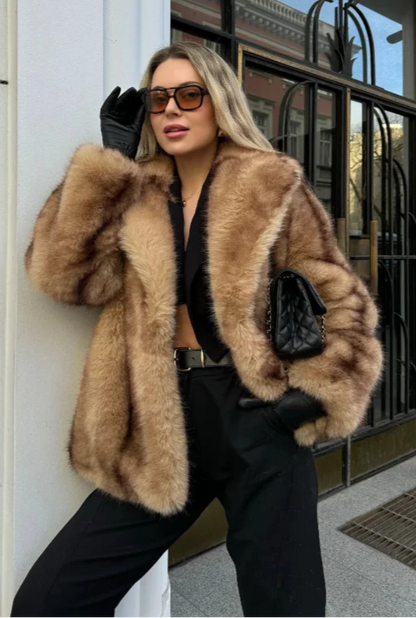 Rosalie | Women's Luxe Brown Faux Fur Oversized Coat
