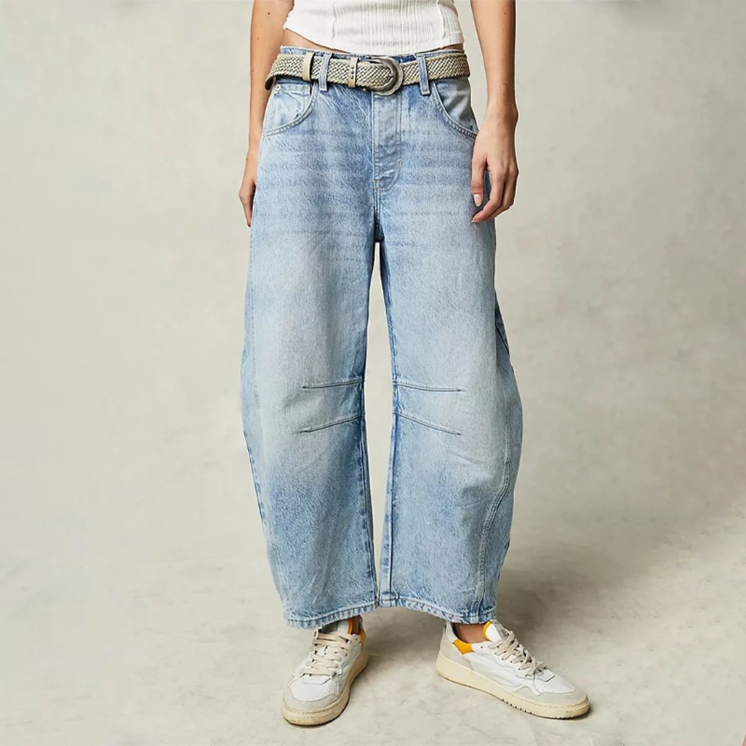 Layla | Women's Mid-Rise Heavyweight Denim Cropped Barrel Leg Jeans