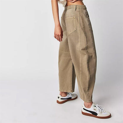 Layla | Women's Mid-Rise Heavyweight Denim Cropped Barrel Leg Jeans