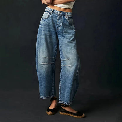 Layla | Women's Mid-Rise Heavyweight Denim Cropped Barrel Leg Jeans