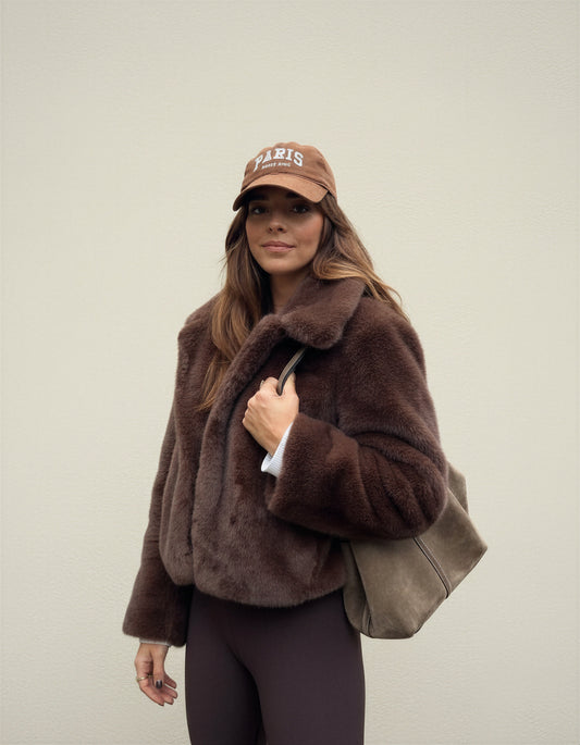 Florette | Women's Plush Brown Faux Fur Statement Jacket