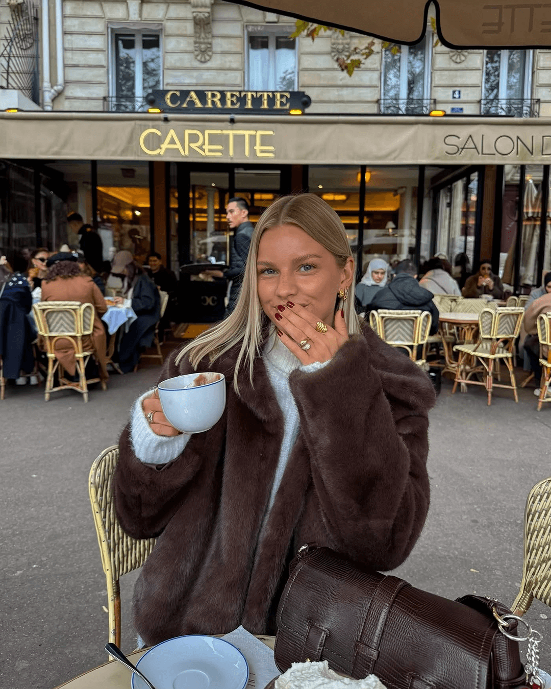 Florette | Women's Plush Brown Faux Fur Statement Jacket