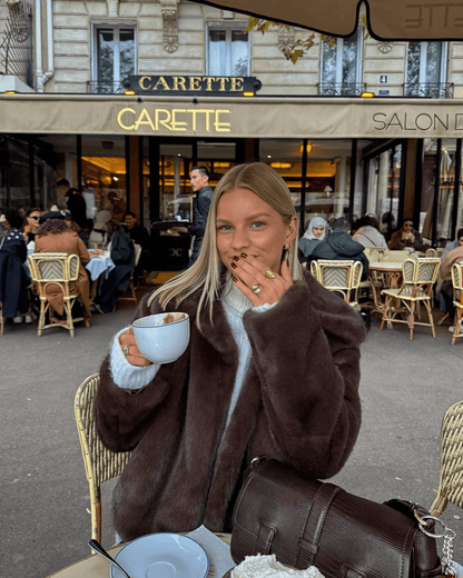 Florette | Women's Plush Brown Faux Fur Statement Jacket