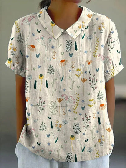 Mia | Women's Polo Shirt Floral Print Short Sleeve Collar