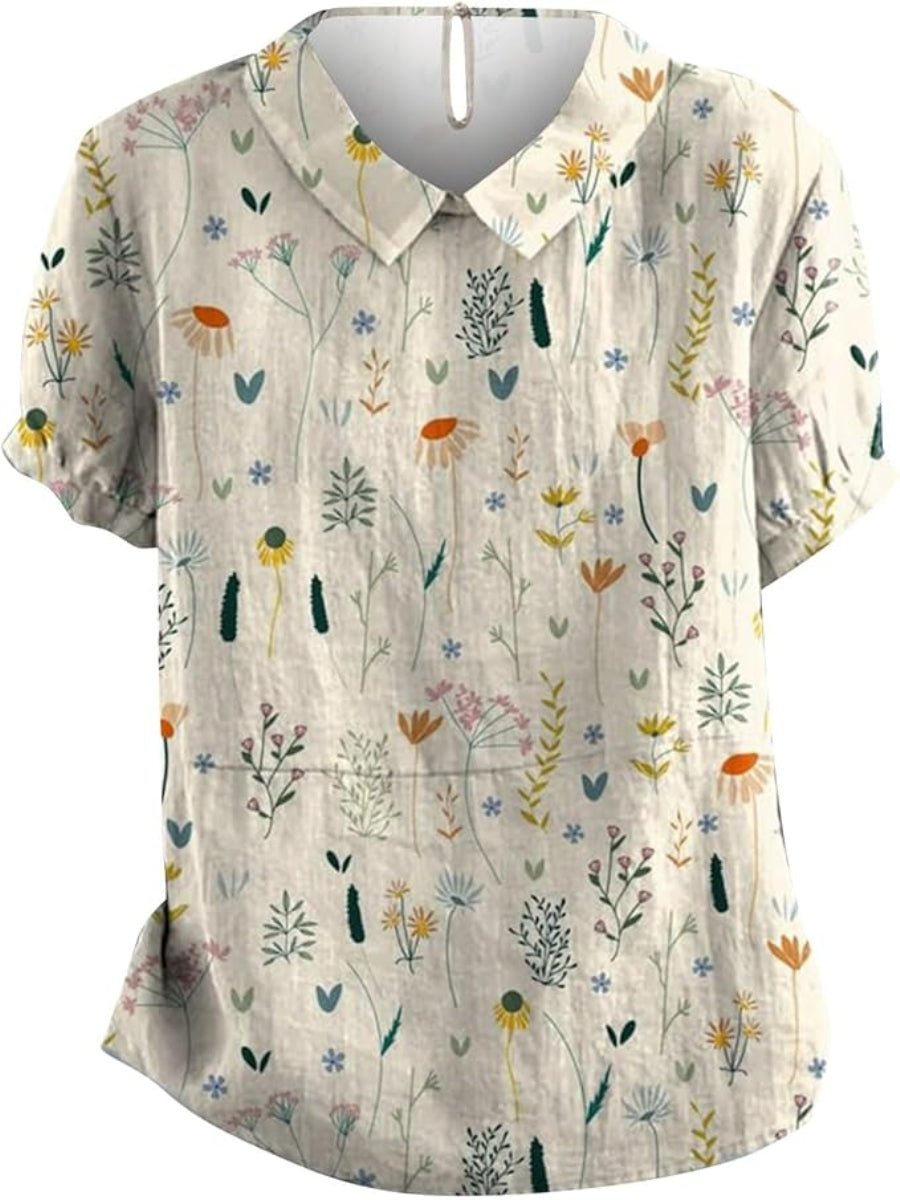Mia | Women's Polo Shirt Floral Print Short Sleeve Collar