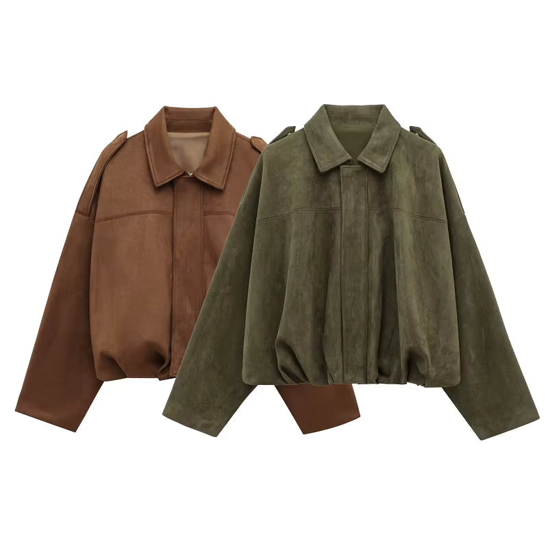 Daphne | Women's Relaxed Boxy Faux Suede Jacket