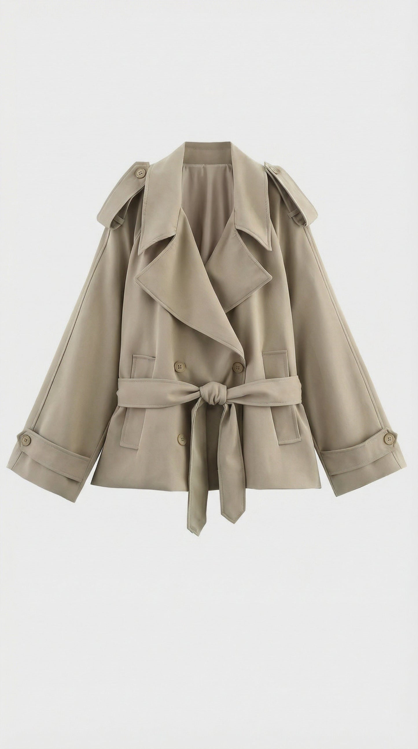 Harriet | Women's Short Belted Khaki Trench Coat