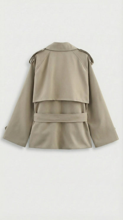 Harriet | Women's Short Belted Khaki Trench Coat