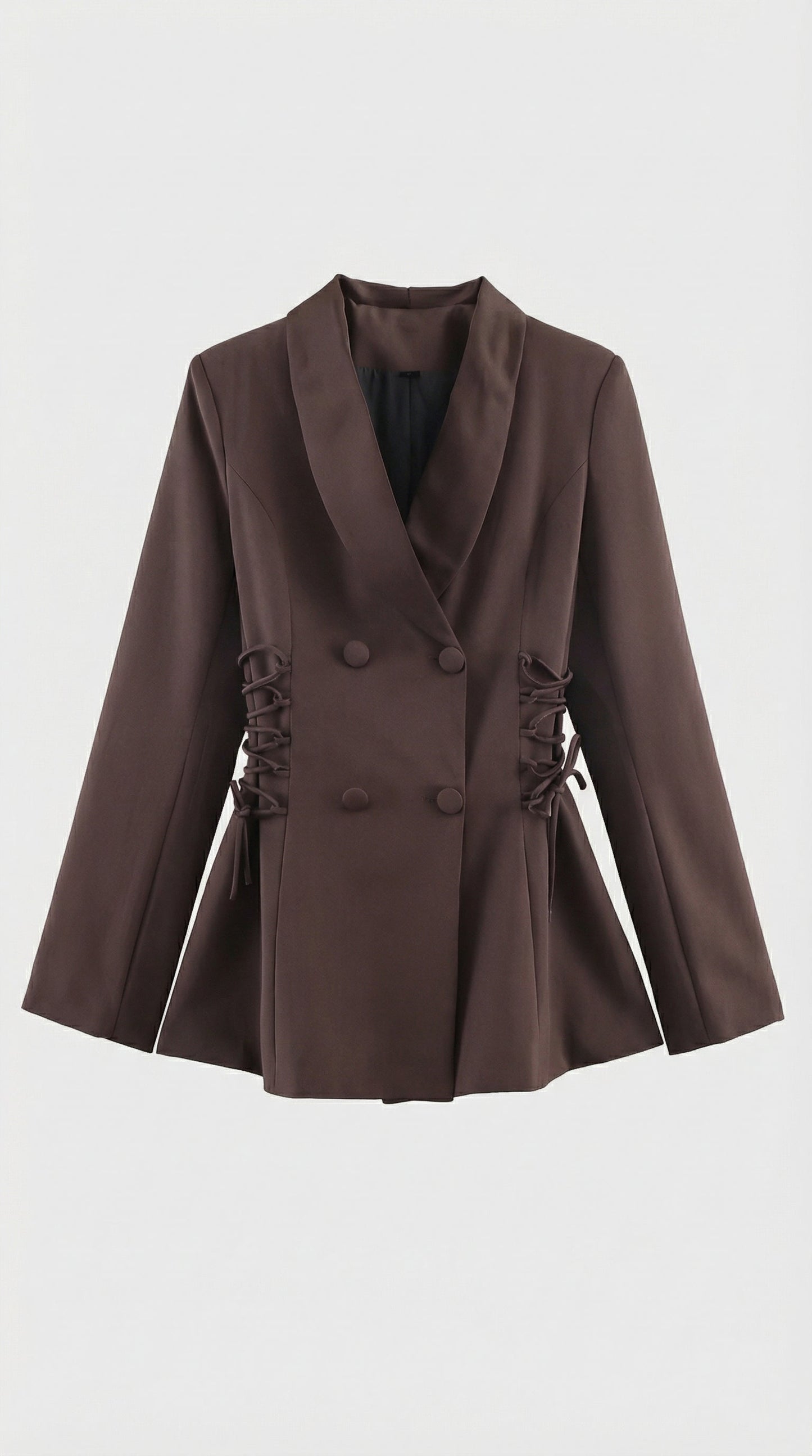 Giselle | Women's Side Lace-Up Tailored Brown Blazer