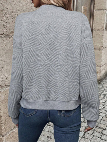 Estelle | Women's Textured Zip-Up Lightweight Bomber Jacket