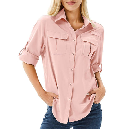 Aria | Women's UPF 50 Long Sleeve Hiking Shirt Roll-Up Safari