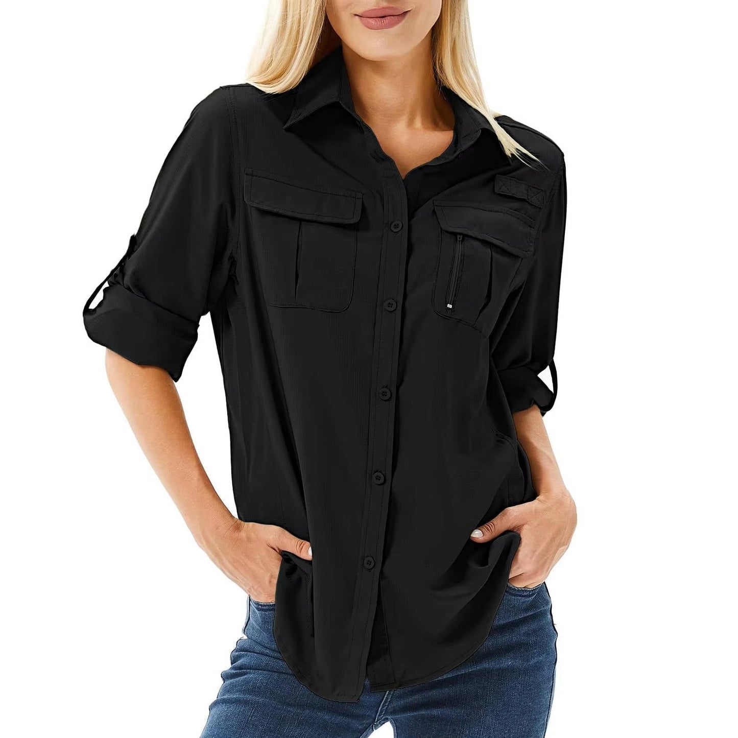Aria | Women's UPF 50 Long Sleeve Hiking Shirt Roll-Up Safari